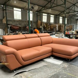 Sofa Góc L DORIS 3 Chỗ Da Bò Hiện Đại Cao Cấp