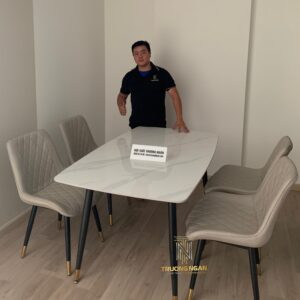 Bộ Bàn CERAMIC 1M4 + 4 Ghế LOFT