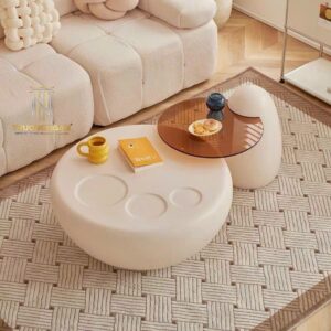 Bàn Trà Sofa Tròn Hoạ Tiết Móng Mèo