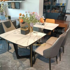 Bộ bàn ăn mở rộng 130-160*80 tích hợp bếp từ