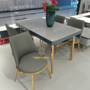 Bộ bàn ăn 140*80 mặt Ceramic + chân Inox