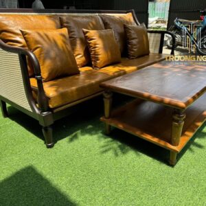 Sofa Băng CLUB 2M Khung Gỗ ASH - Đan Mây Nhựa 2 Mặt