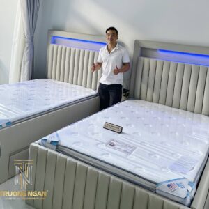 Giường Bọc Nệm DIAMOND LED 4 Hộc Cao Cấp - Sản Xuất Theo Yêu Cầu
