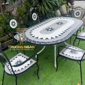 Bộ Bàn Oval 90*160 MOSAIC 6 Ghế Outdoor