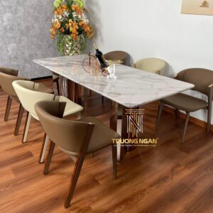 Bộ Bàn Ăn Mặt Đá CẨM THẠCH Bo Viền Cao Cấp + Ghế Ăn DESIGN