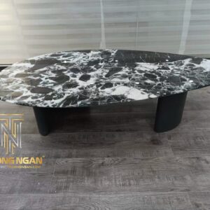 Bàn Sofa Gỗ Oval D1300*700MM Mặt Đá Marble Cao Cấp