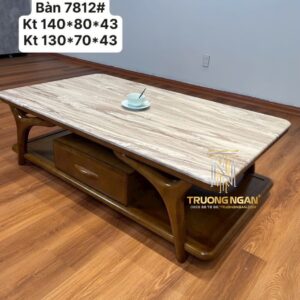 Bàn Sofa - Bàn Trà Gỗ Ash Nguyên Khối Mặt Đá Cẩm Thạch Cao Cấp