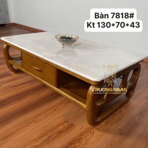 Bàn Sofa - Bàn Trà Gỗ Ash Nguyên Khối Mặt Đá Cẩm Thạch Cao Cấp