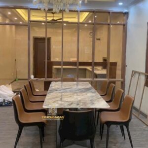 Bộ Bàn Ăn Mặt Đá CẨM THẠCH 2M6 + 10 Ghế LANGHAM ITALY Cao Cấp