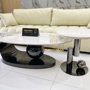 Bàn Sofa Chân Inox 120x 60cm + Táp 45cm Mặt Đá Ceramic Cao Cấp