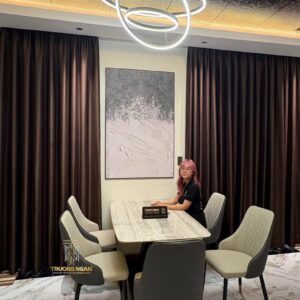 Bộ Bàn Ăn 6 Ghế Mặt Đá DOLOMIT 1M6 Cẩm Thạch Xuyên Sáng Cao Cấp