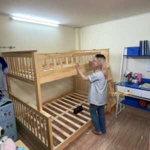 Giường 2 Tầng Màu Gỗ Tự Nhiên TN05 – Chuẩn Xuất Khẩu