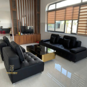Combo Sofa Bệt Minotti Phong Cách Bắc Âu 260*90 Bọc Da Bò Đen