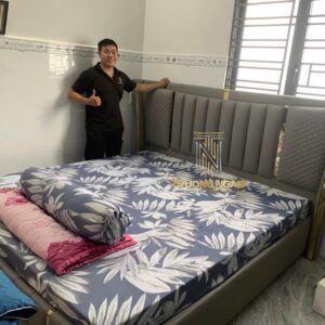 Giường Bọc Nệm LUMIRA Bọc Da Bò Cao Cấp