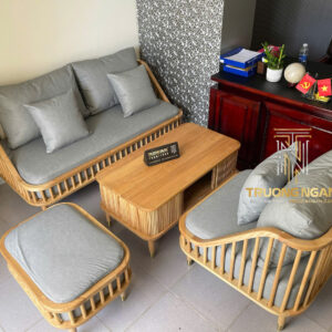 Bộ Sofa KBH Cao Cấp Gỗ ASH – Bọc Da Bò Theo Yêu Cầu